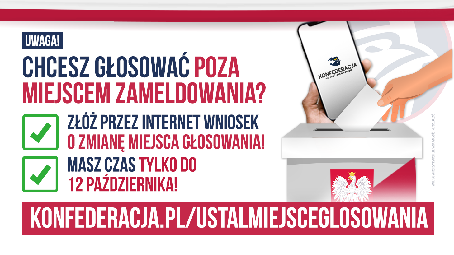 TYLKO jeszcze DZISIAJ możesz zmienić MIEJSCE GŁOSOWANIA!