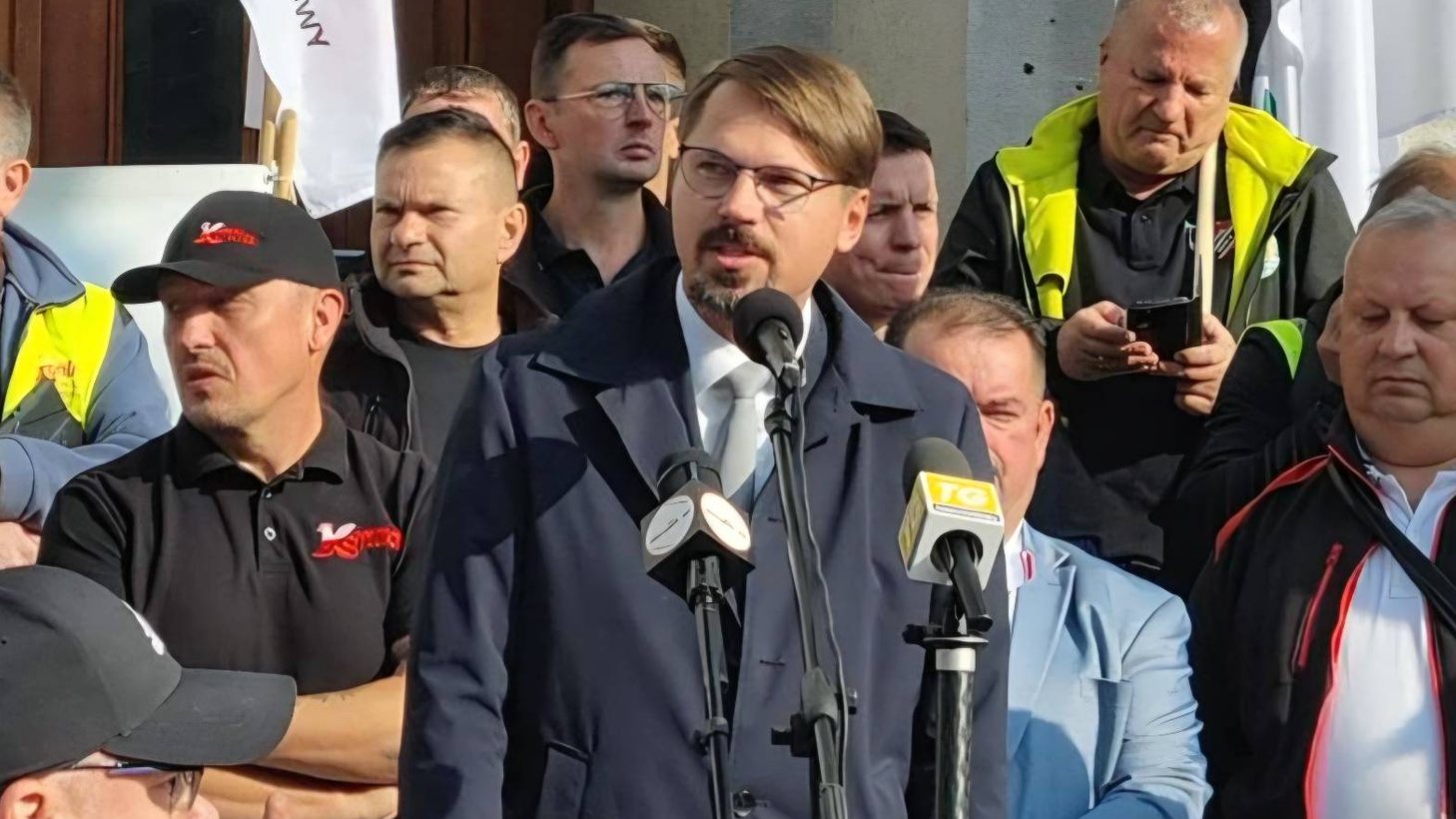Grzegorz Płaczek na proteście górników w Katowicach!